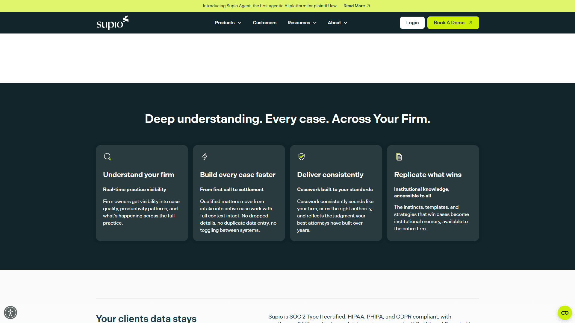 Screenshot of Supio homepage, Credit: Supio.com